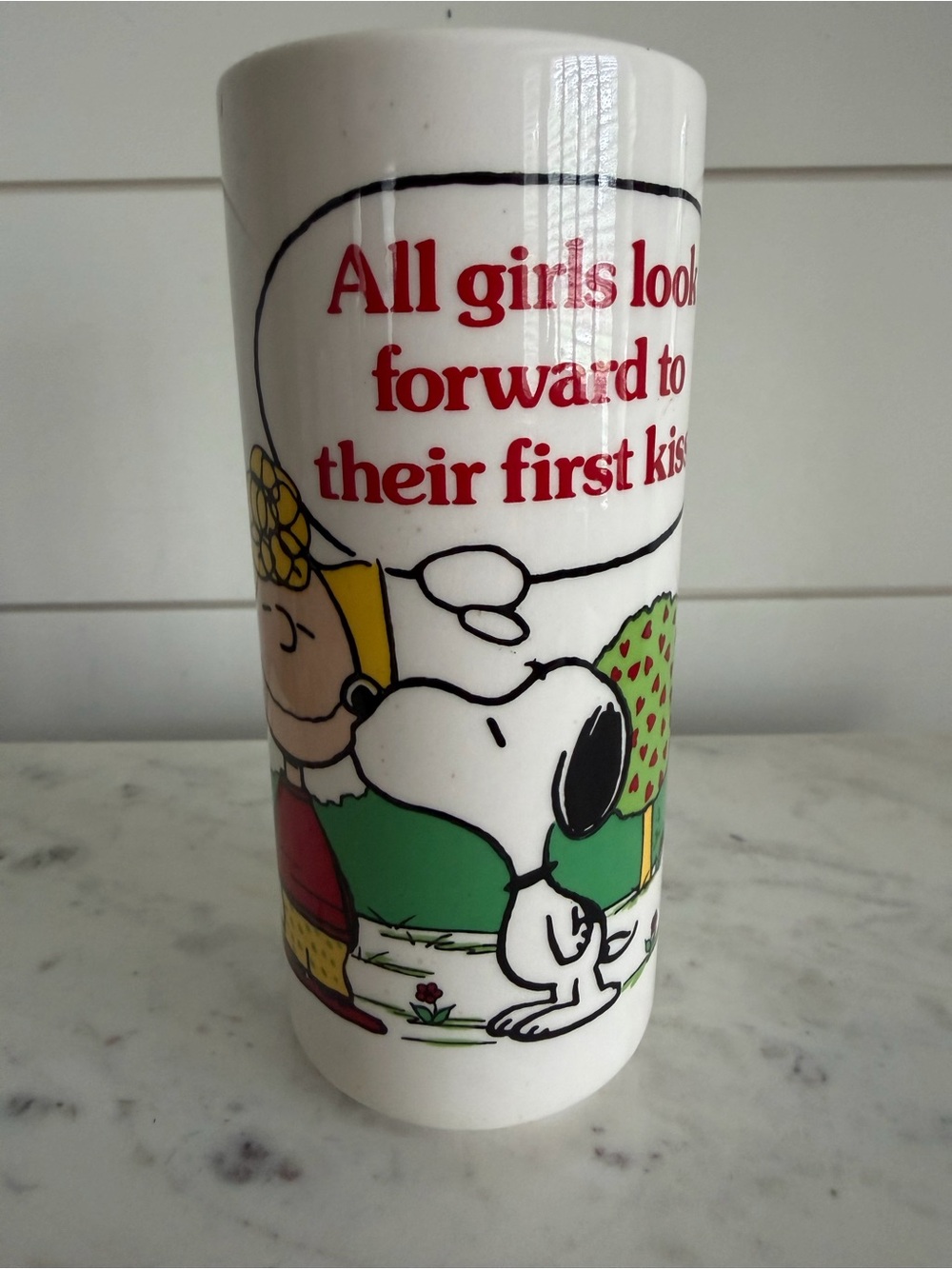 Vintage Snoopy and Sally Vase “First Kiss” 1970s